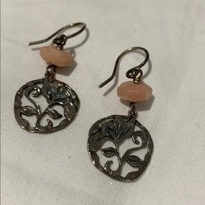 Sterling silver and rose quartz flower earrings